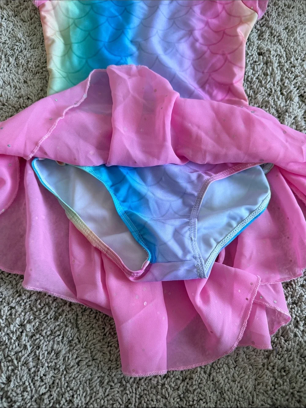 Amazon Arshiner Girls Mermaid Dance Costume Dress - Pink Tulle Skirt size 130
